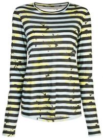 Striped Floral Splatter T-Shirt at Farfetch